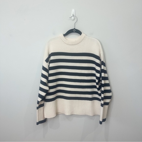 Zara Wool Striped Sweater Cream Black - Picture 4 of 10